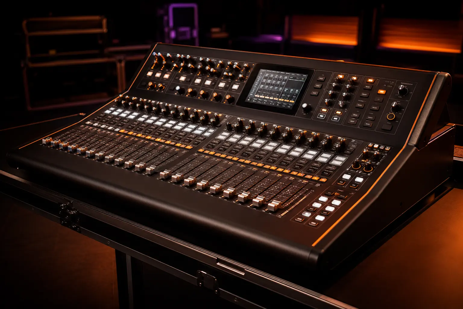 Console de mixage audio en studio